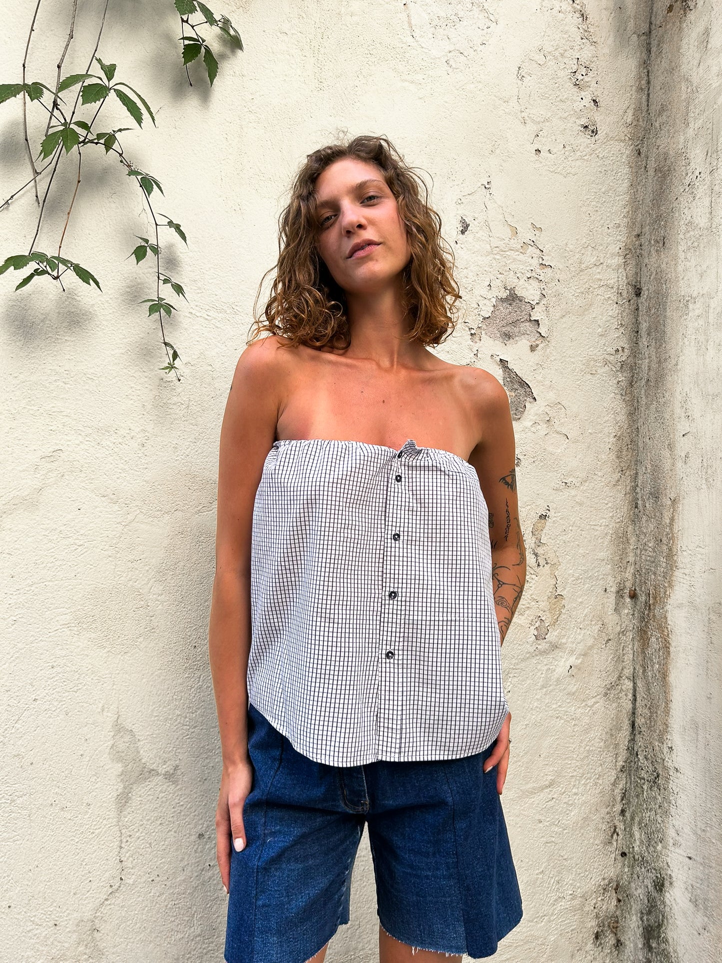 Postcard Strapless - Checked
