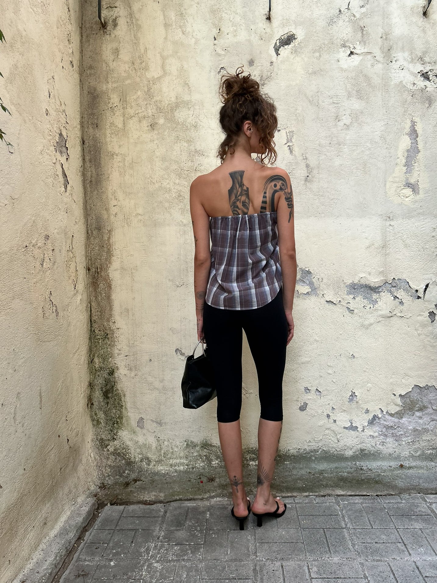 Postcard Strapless - Plaid grey
