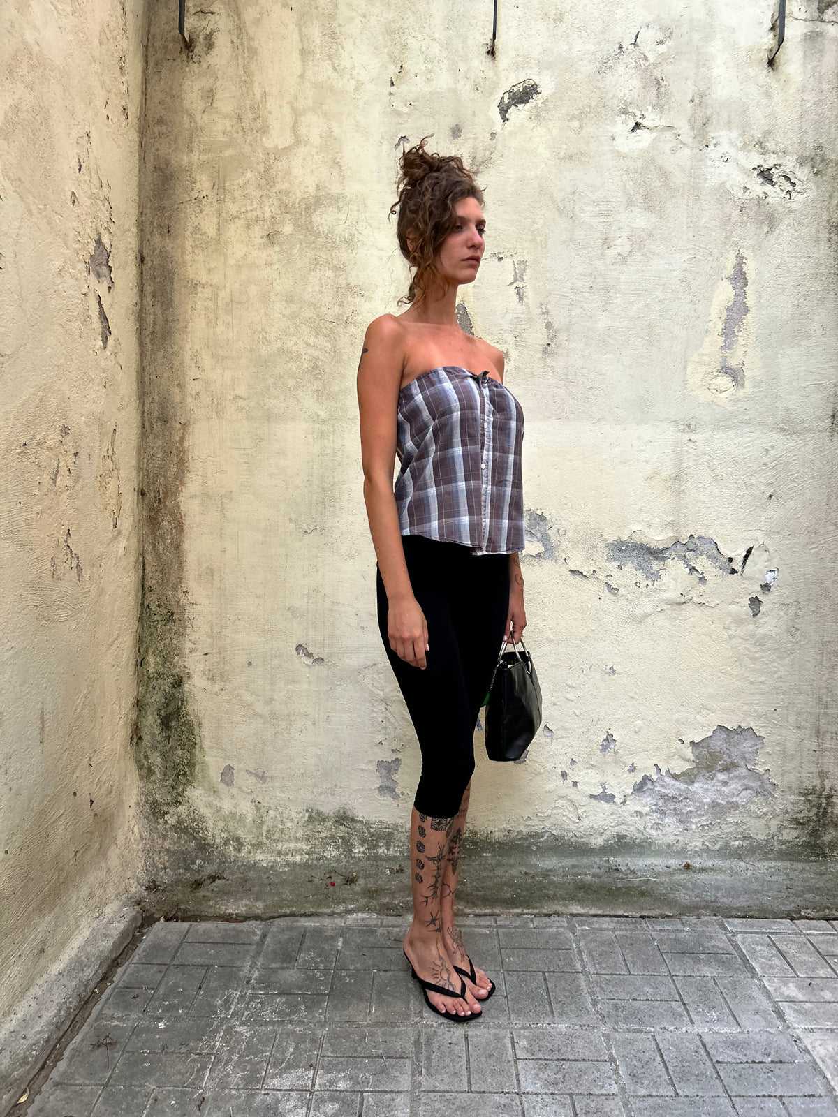 Postcard Strapless - Plaid brown