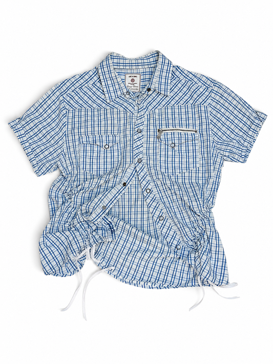 Asymmetrical shirt plaid blue