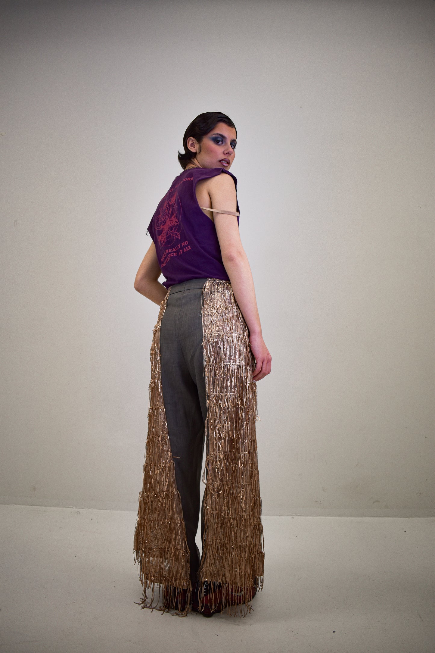 Rose gold trousers