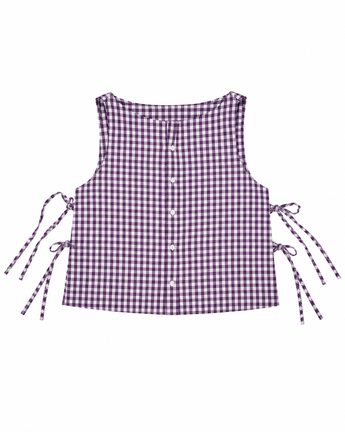 Courtyard Top - Purple gingham
