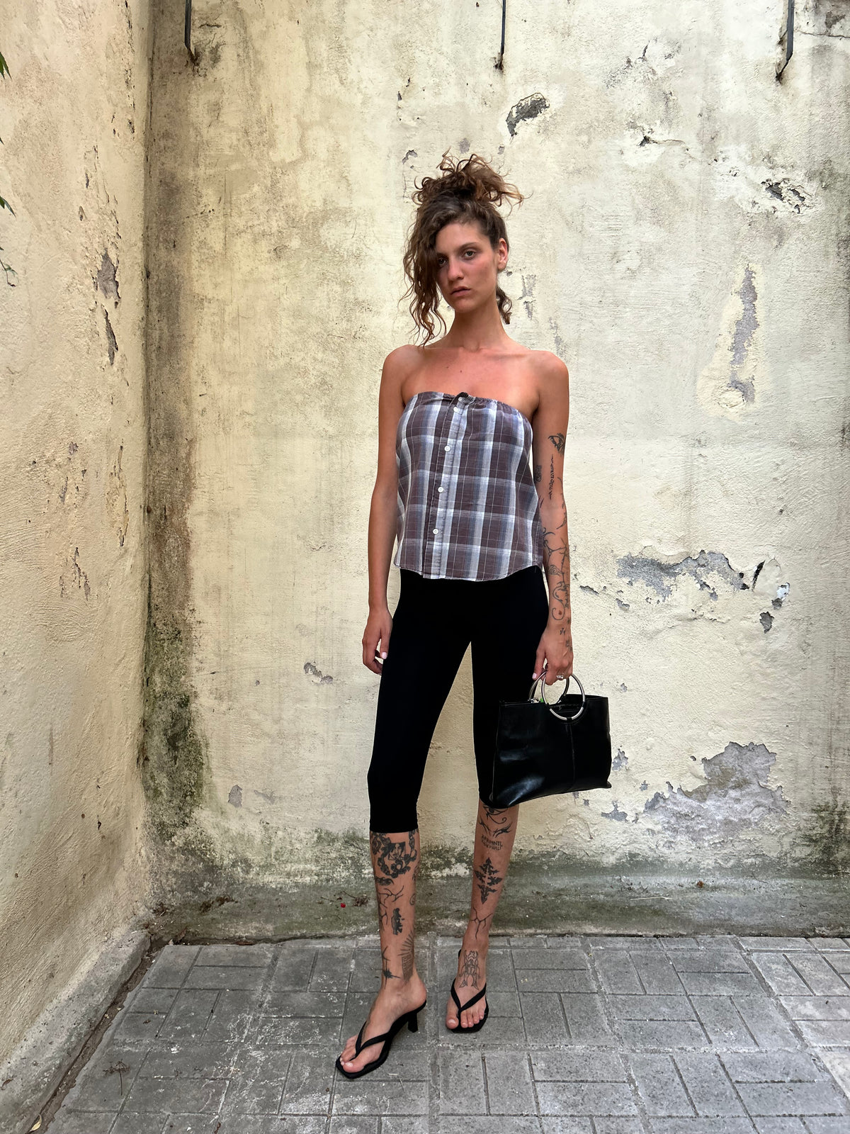 Postcard Strapless - Plaid brown