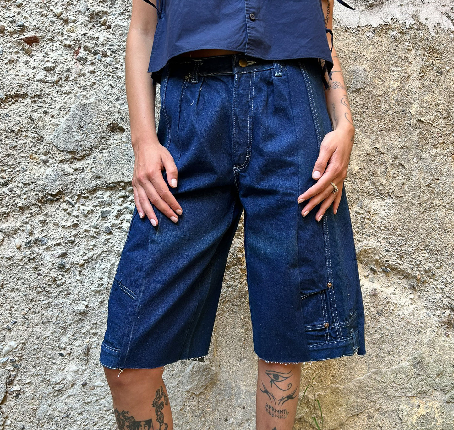 Inside out Jorts - dark blue