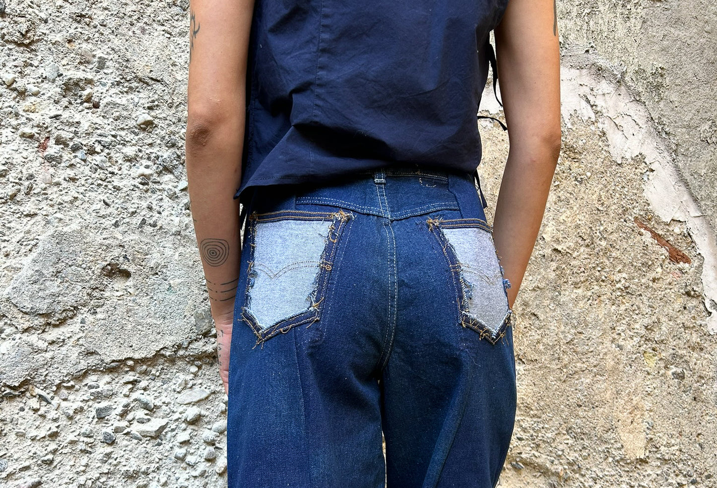 Inside out Jorts - dark blue
