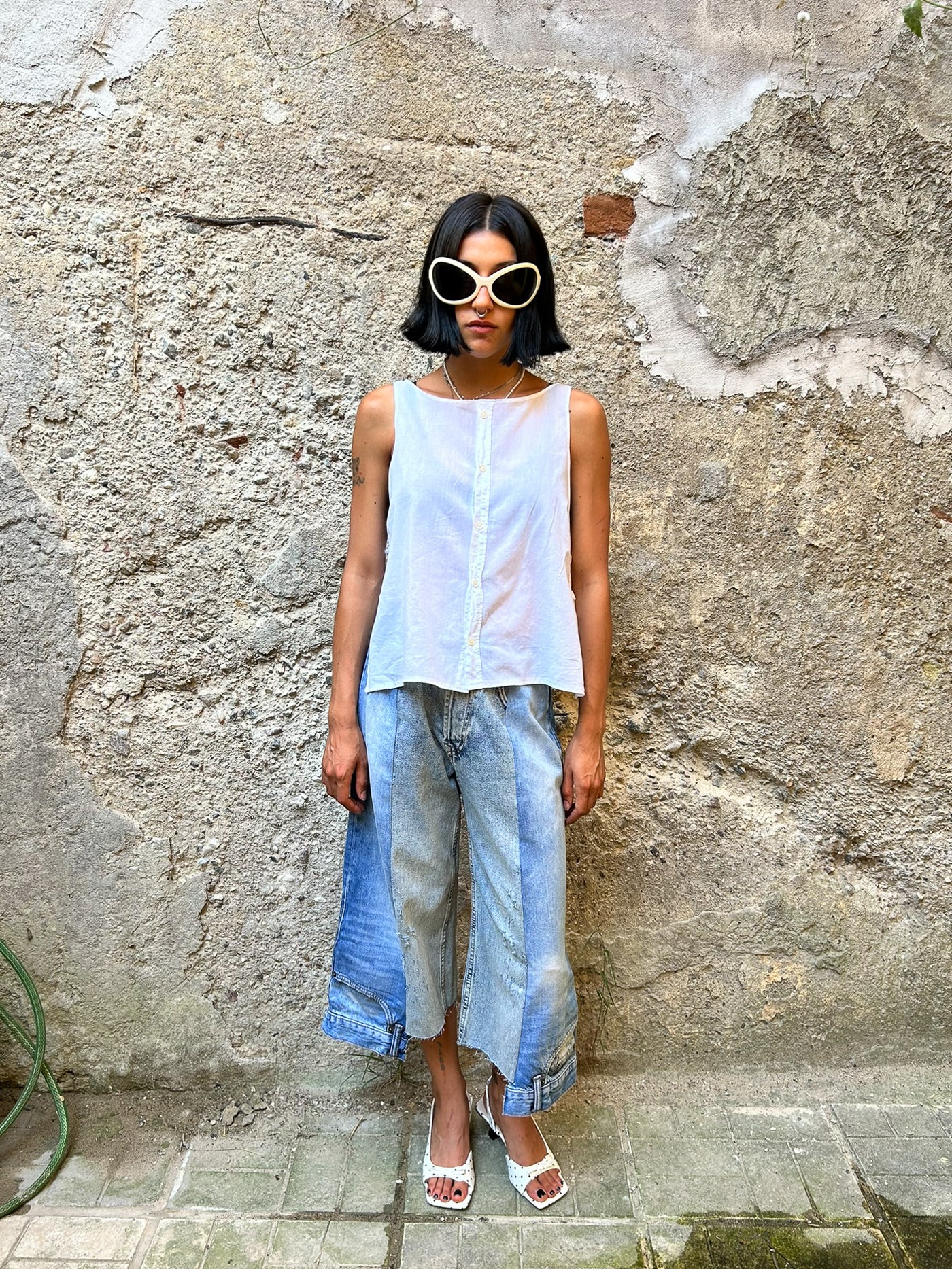 Courtyard Top - Linen white