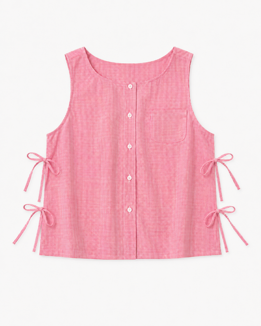 Courtyard Top - Plaid red